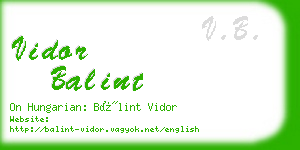 vidor balint business card